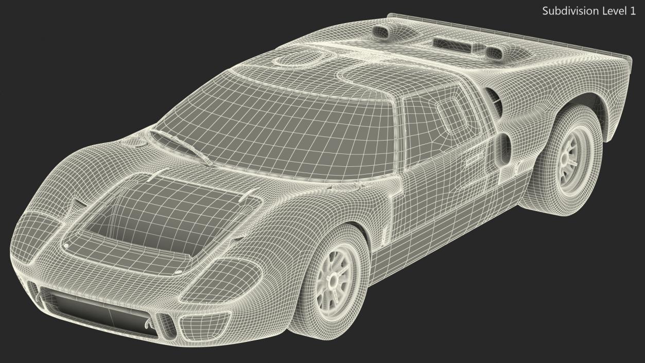 3D model Ford GT40 Racing Car Blue