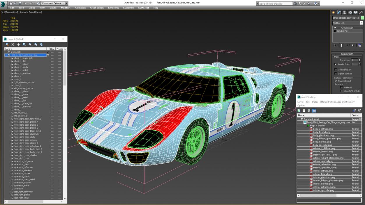 3D model Ford GT40 Racing Car Blue