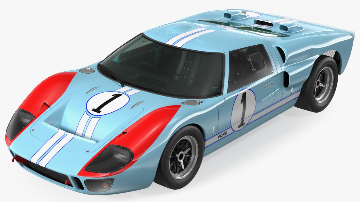 3D model Ford GT40 Racing Car Blue