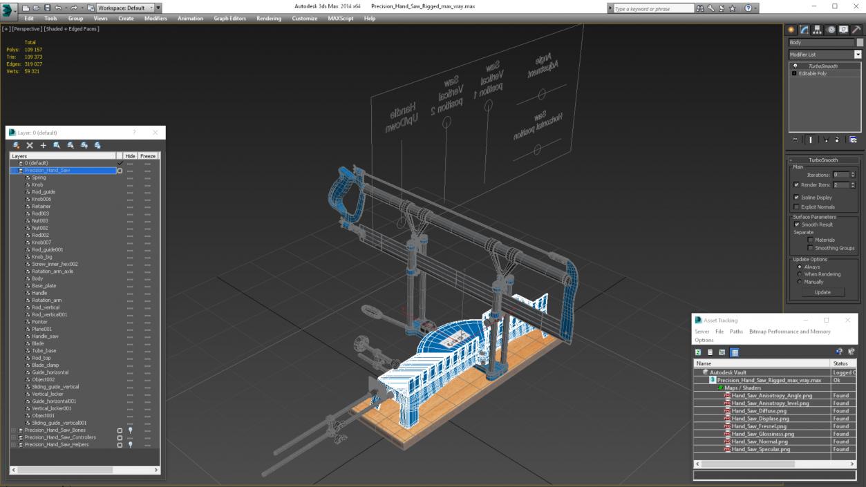 3D model Precision Hand Saw Rigged