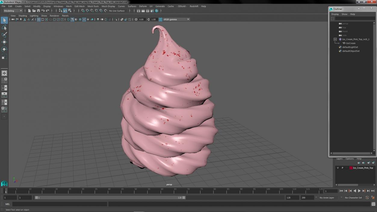 3D Ice Cream Pink Top model