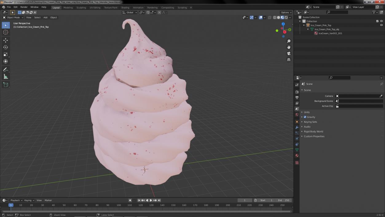 3D Ice Cream Pink Top model