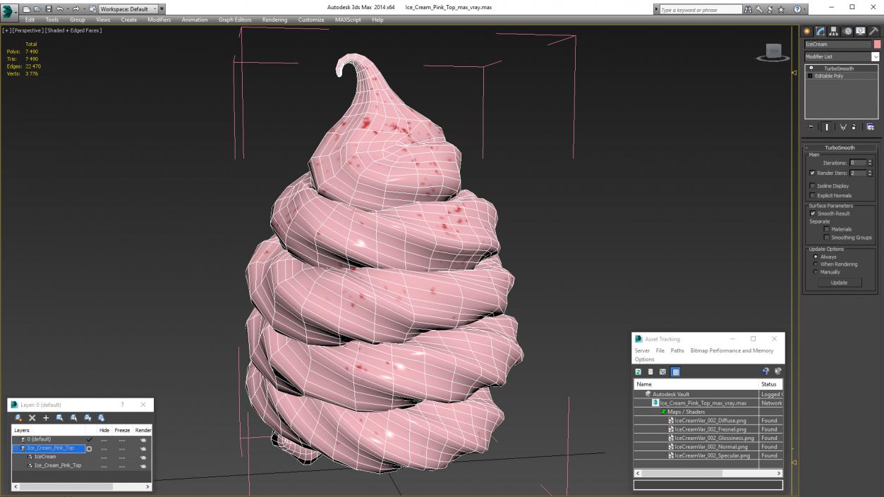 3D Ice Cream Pink Top model