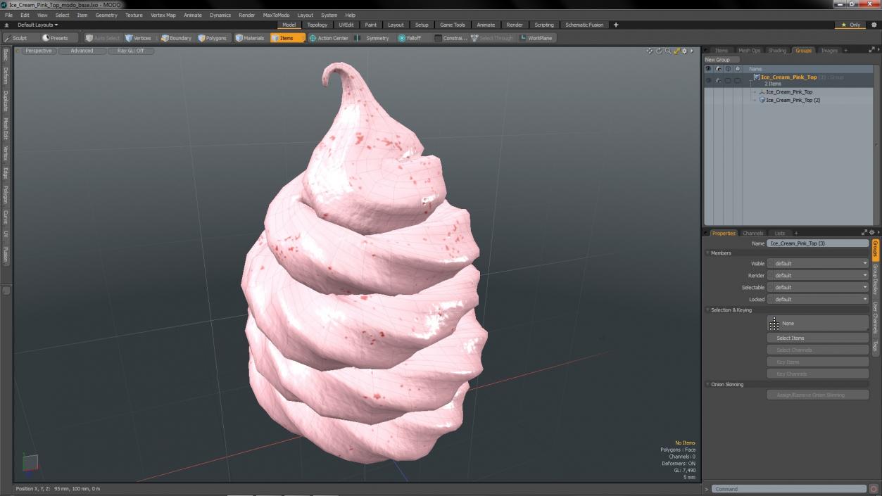 3D Ice Cream Pink Top model