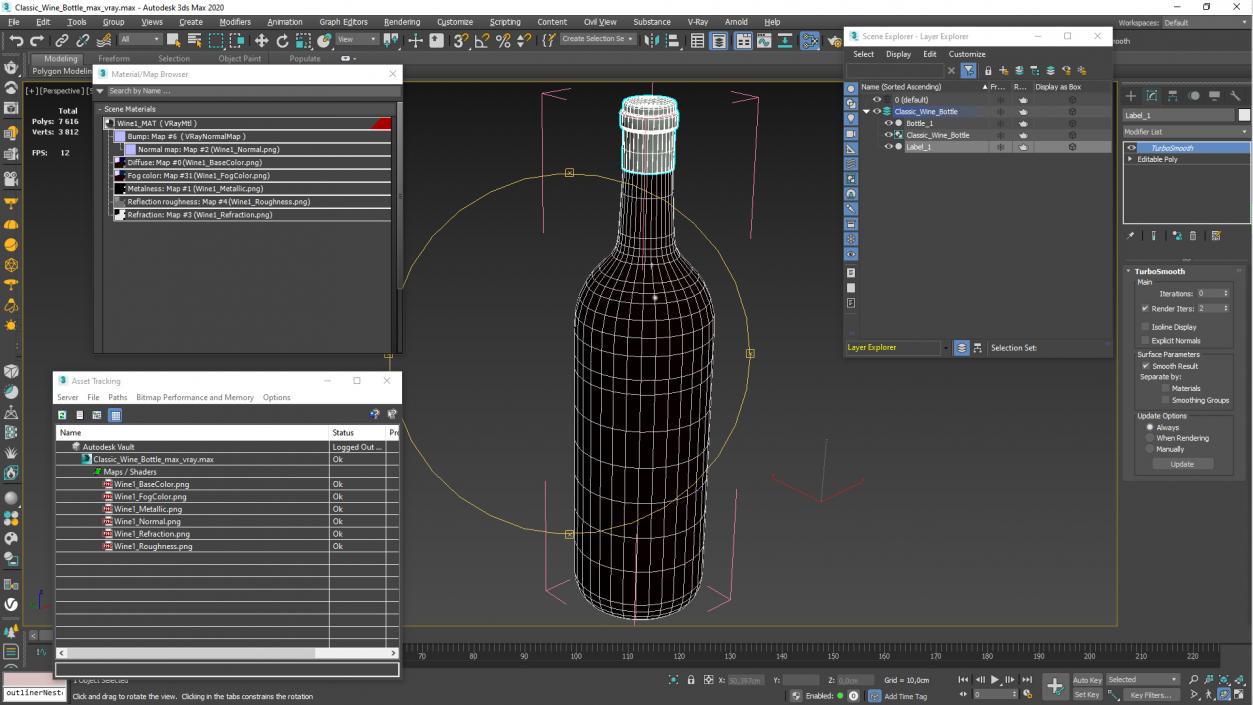 Classic Wine Bottle 3D model