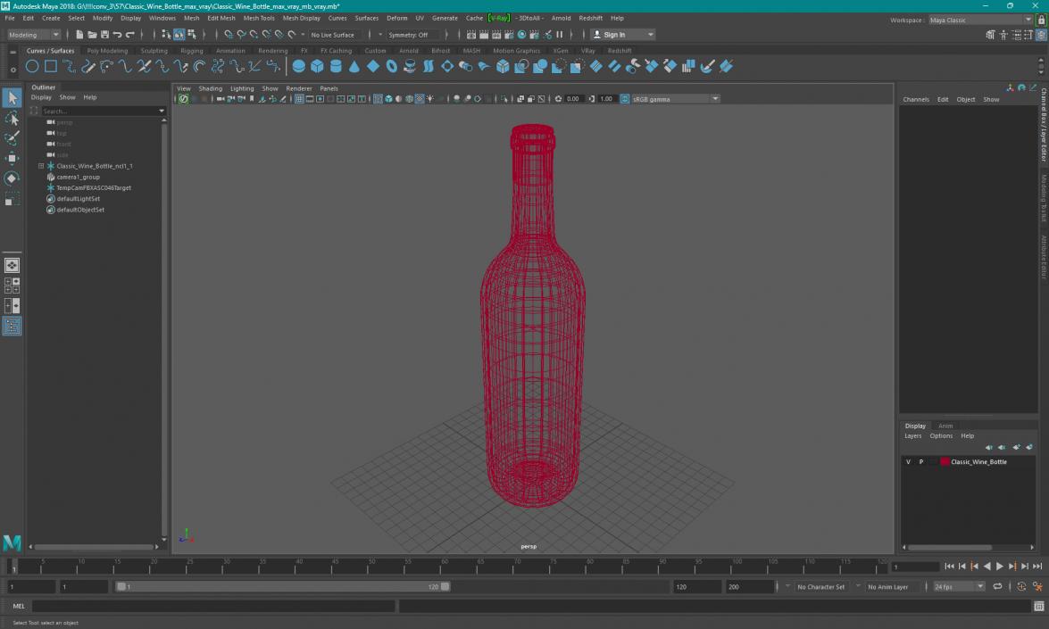 Classic Wine Bottle 3D model