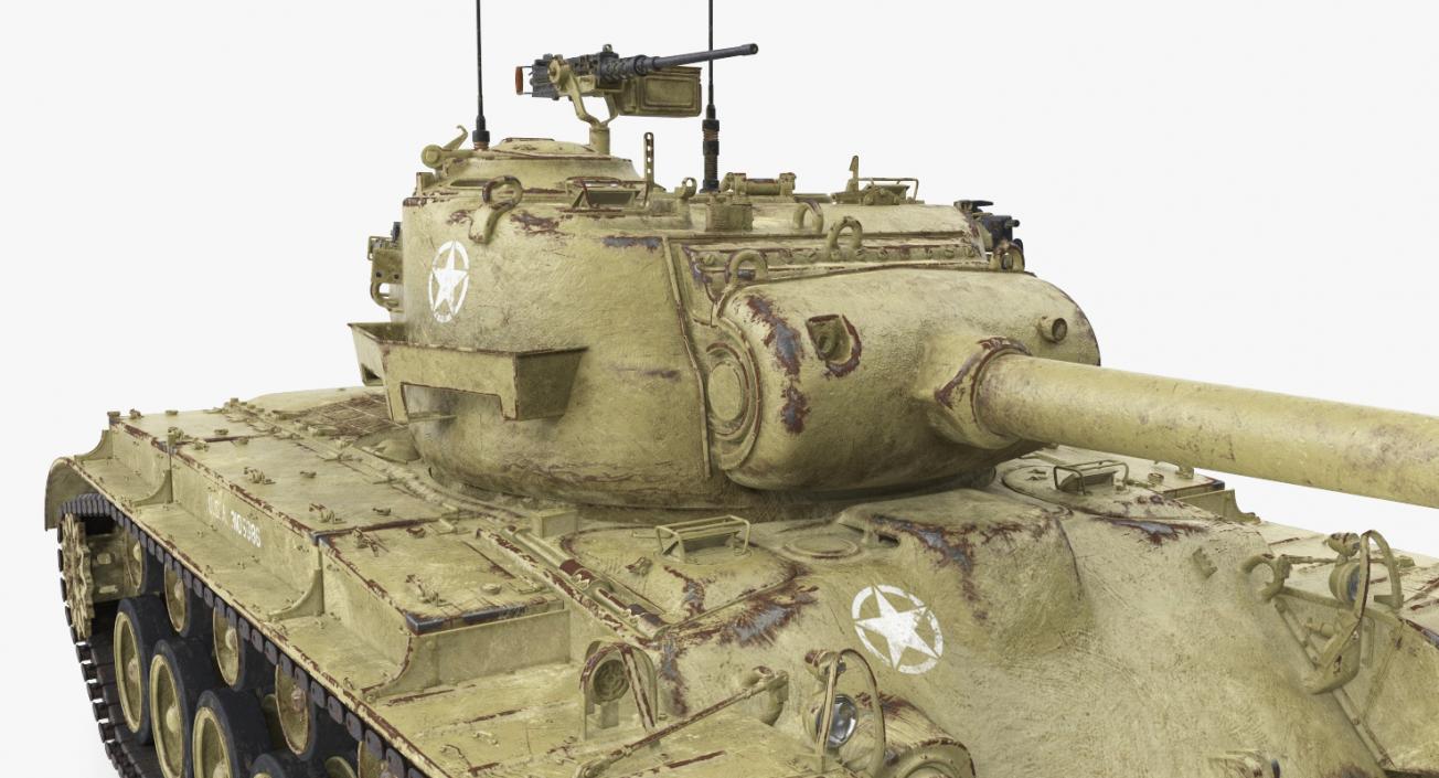 3D Medium Tank Pershing M26 with Dirt Rigged