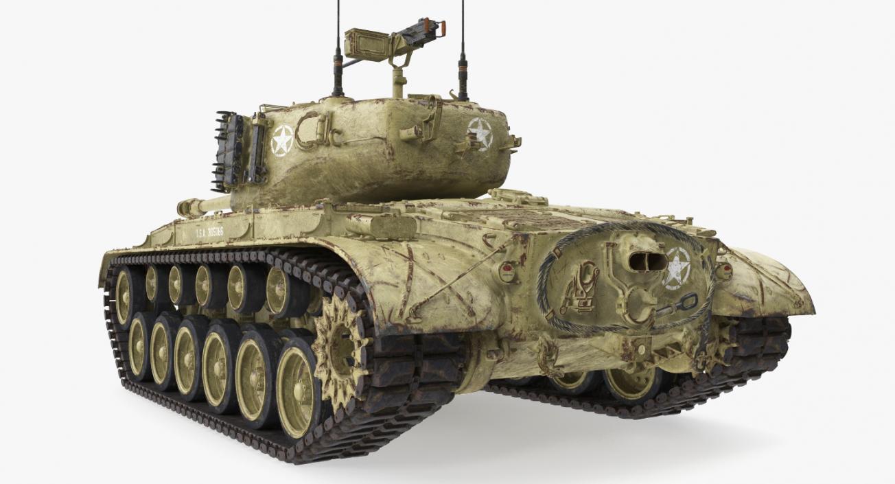 3D Medium Tank Pershing M26 with Dirt Rigged