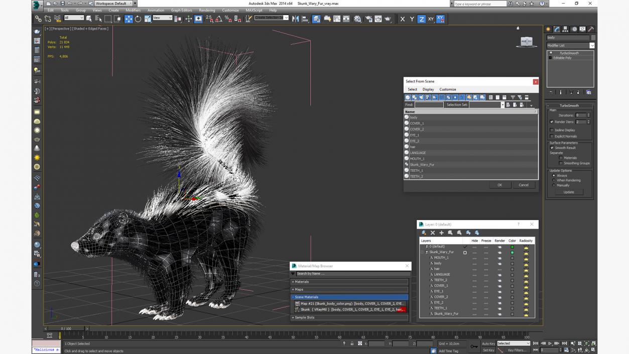 Skunk Wary Fur 3D model