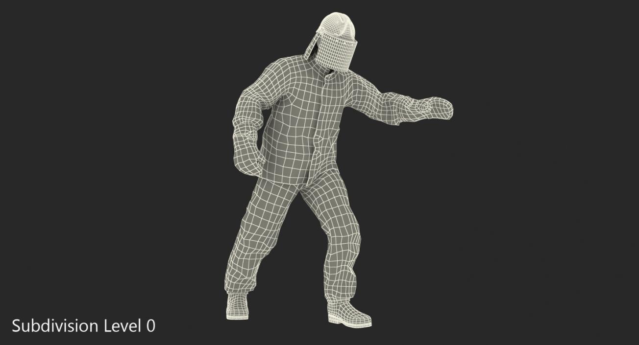 3D Firefighter Wearing Special Hazard Clothing model