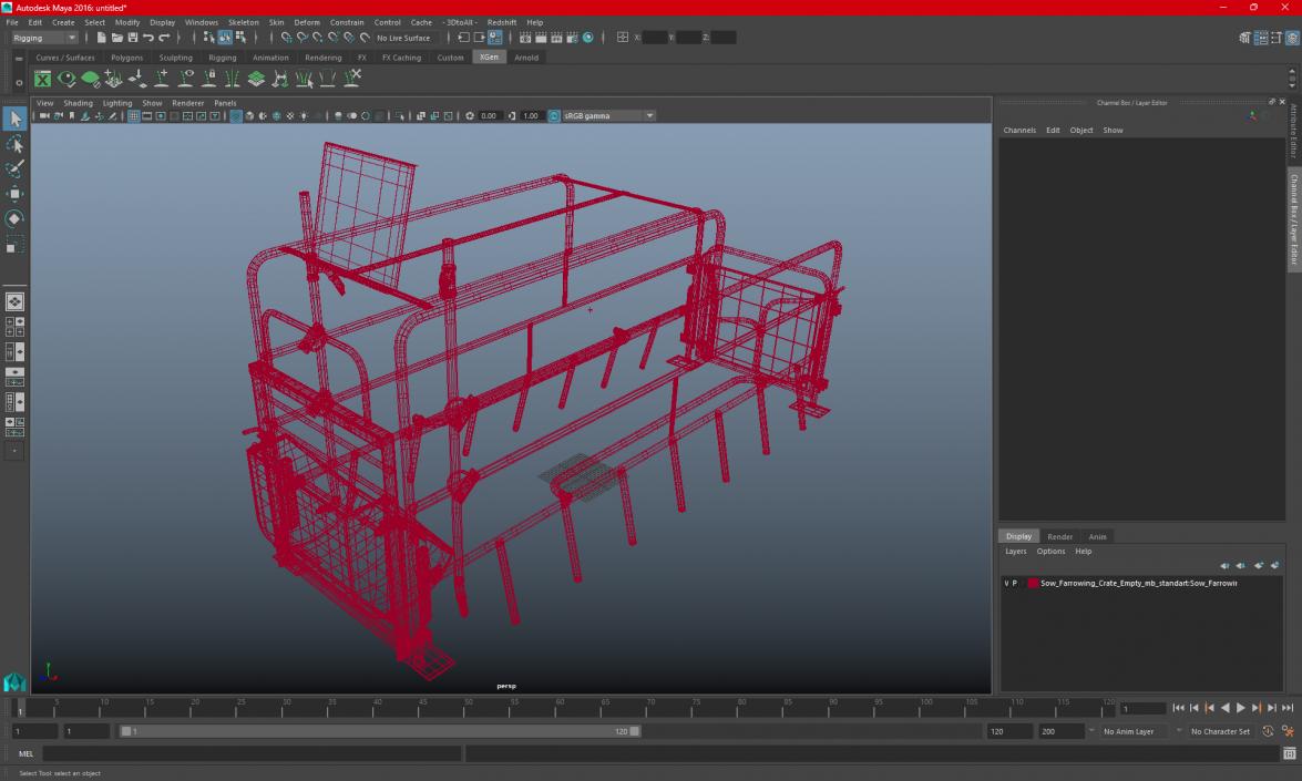 3D model Sow Farrowing Crate Empty