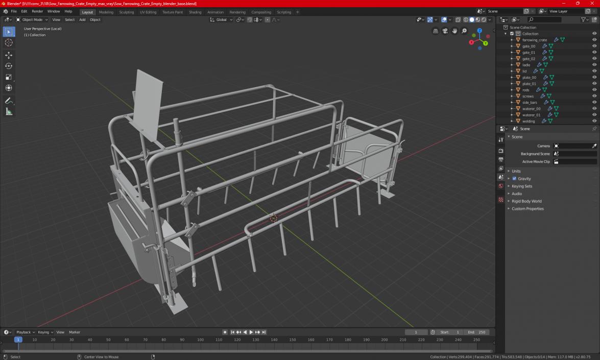 3D model Sow Farrowing Crate Empty