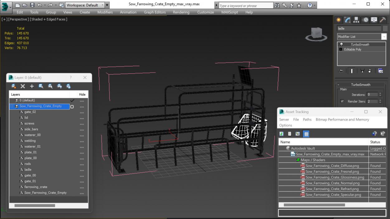 3D model Sow Farrowing Crate Empty