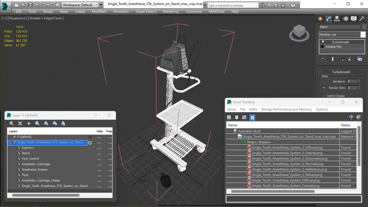 3D Single Tooth Anesthesia STA System on Stand model