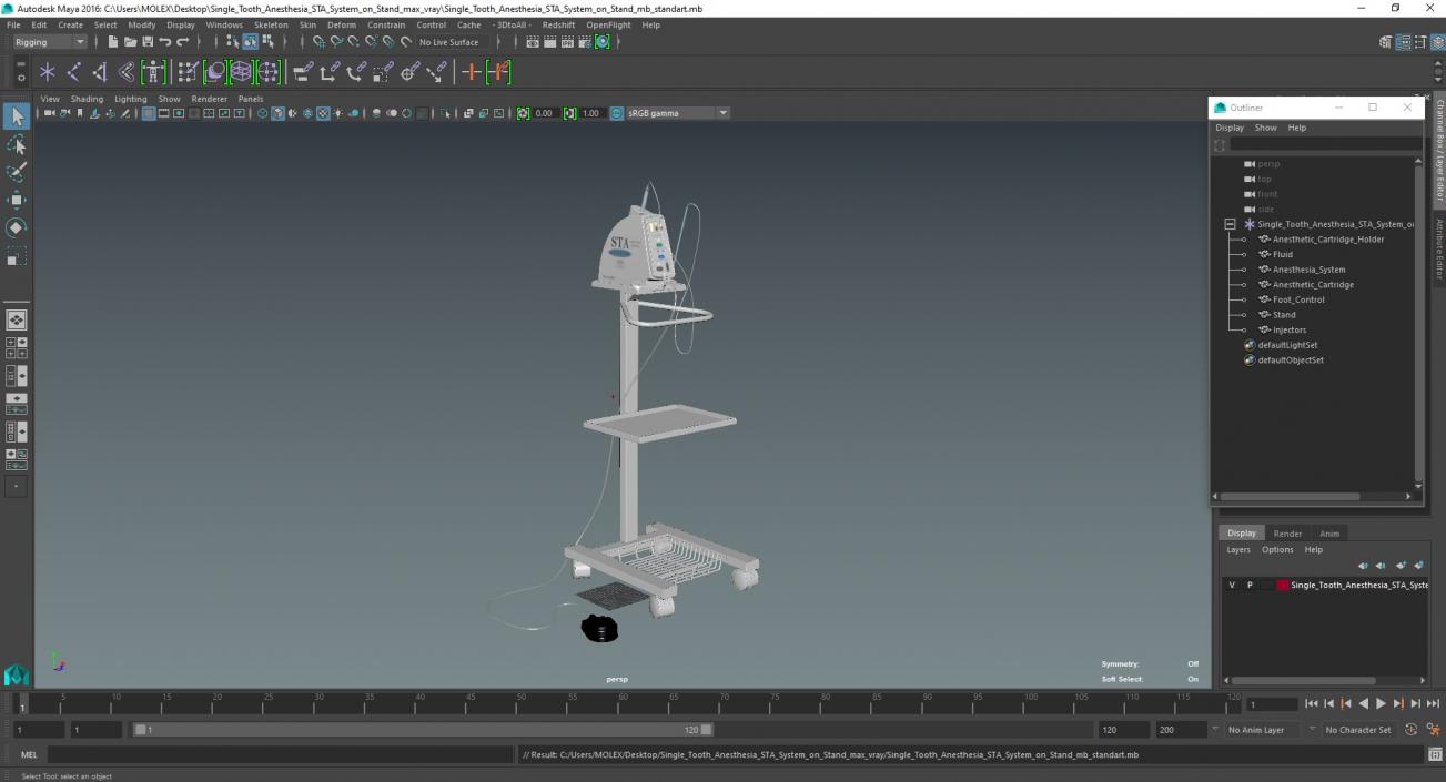 3D Single Tooth Anesthesia STA System on Stand model