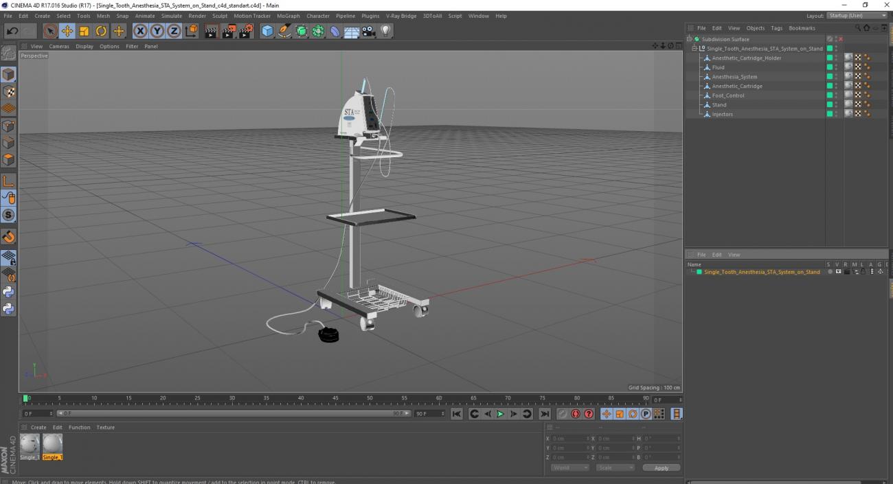 3D Single Tooth Anesthesia STA System on Stand model