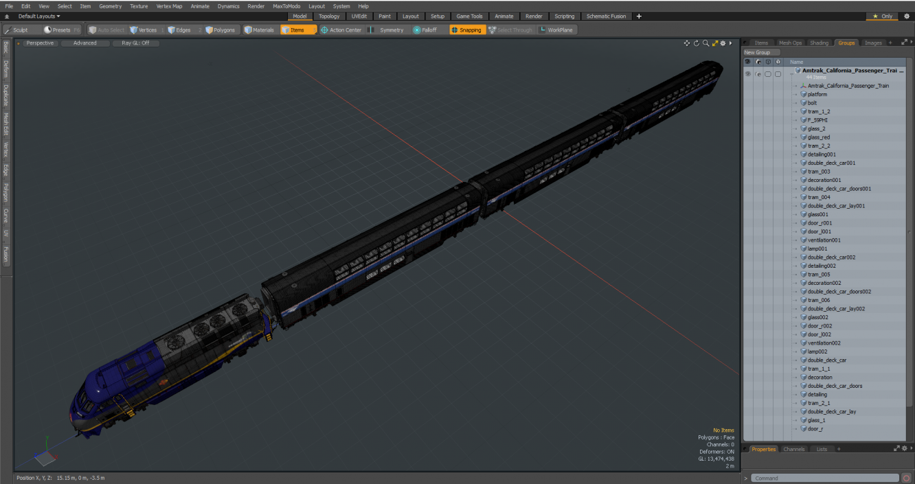 3D Amtrak California Passenger Train model