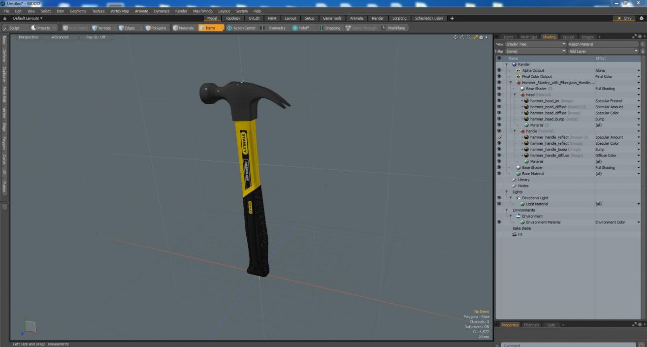 Hammer Stanley with Fiberglass Handle 3D