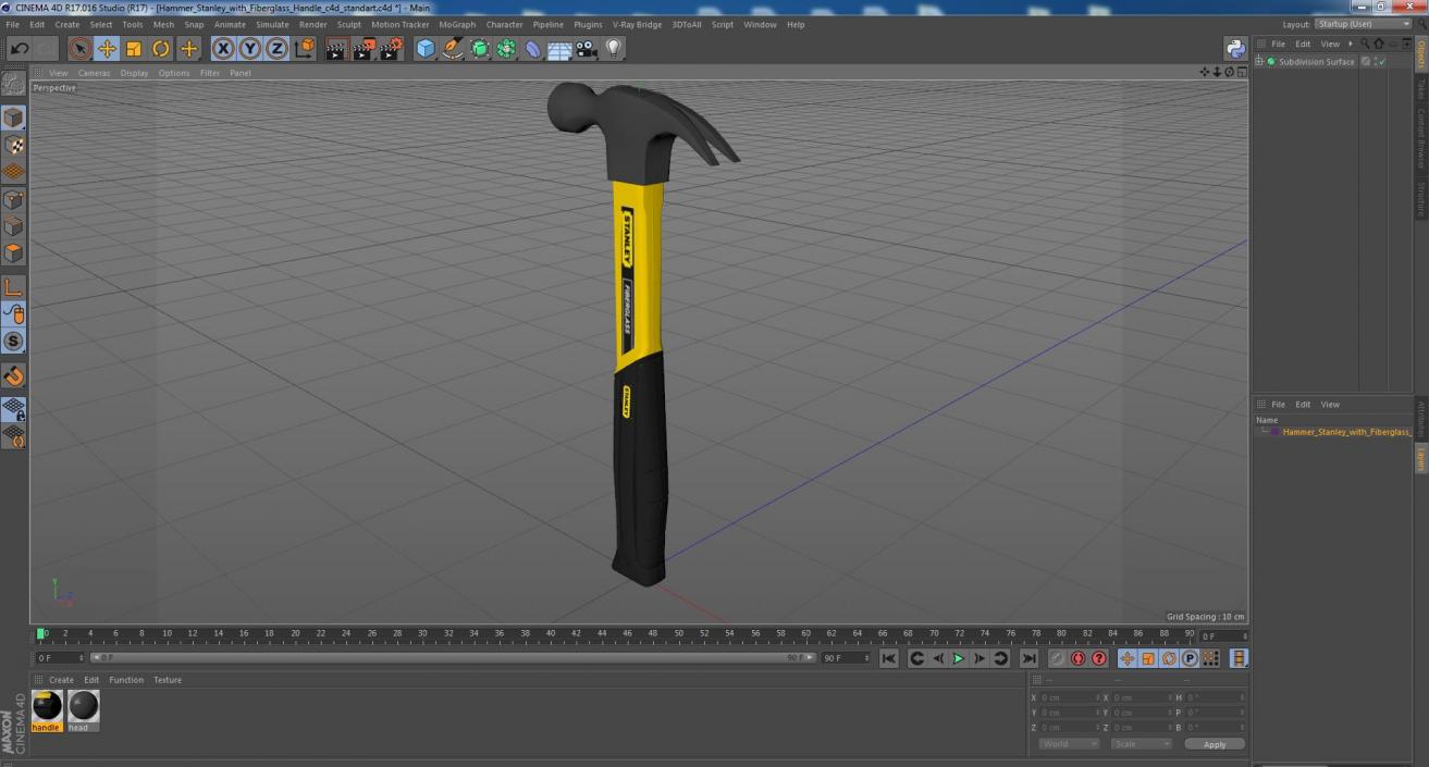 Hammer Stanley with Fiberglass Handle 3D