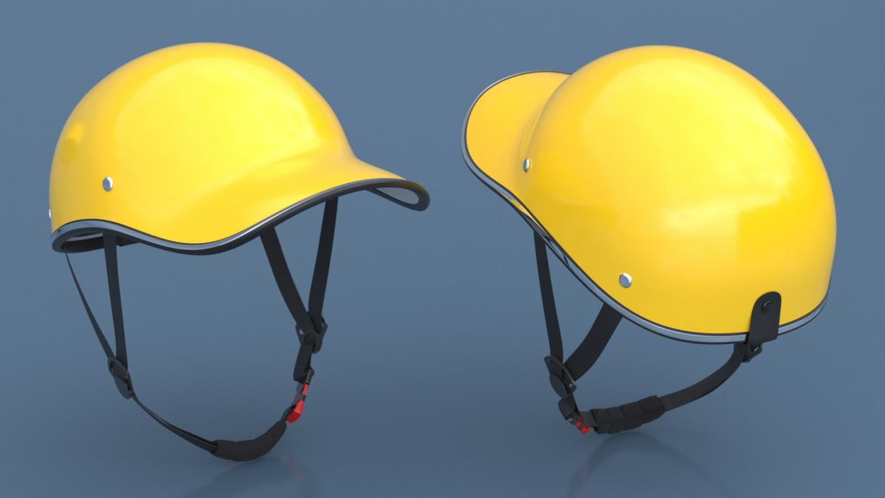 3D Yellow Plastic Protective Moped Helmet model