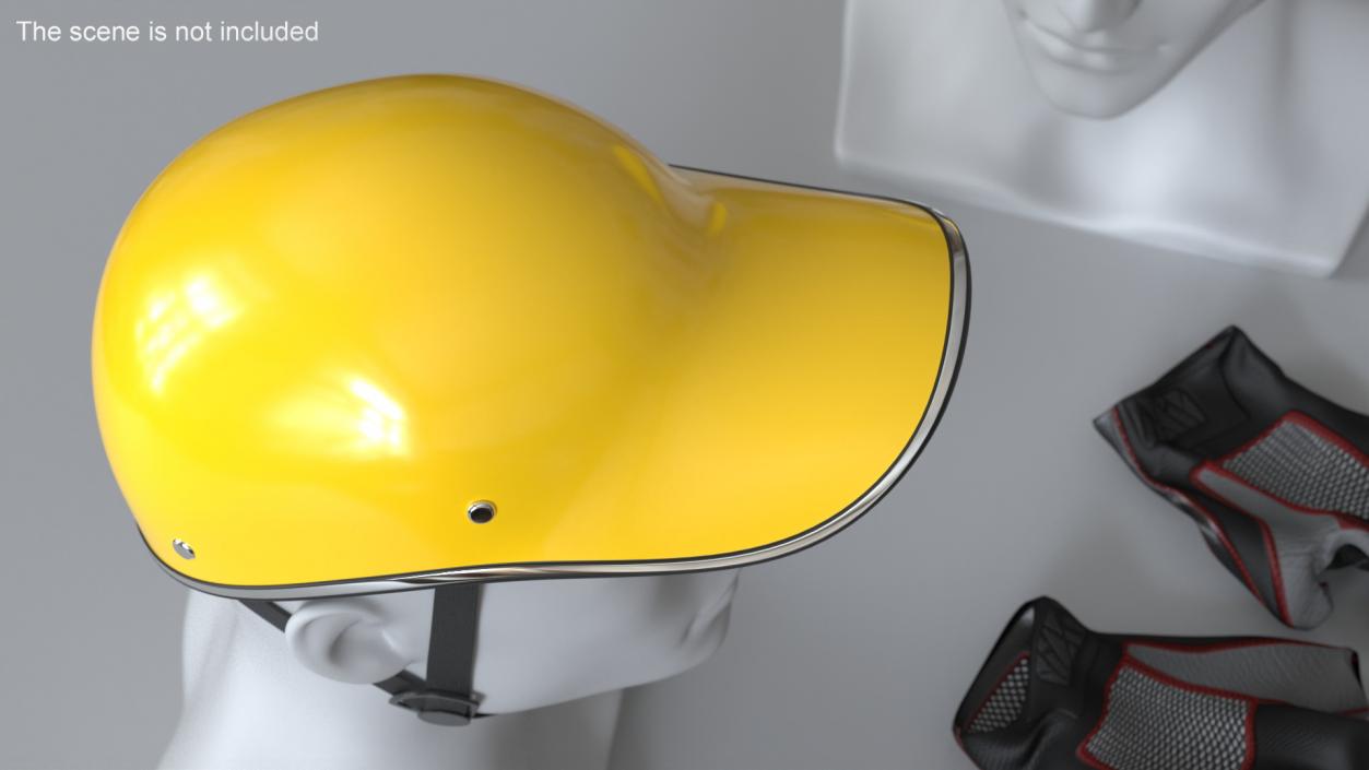 3D Yellow Plastic Protective Moped Helmet model