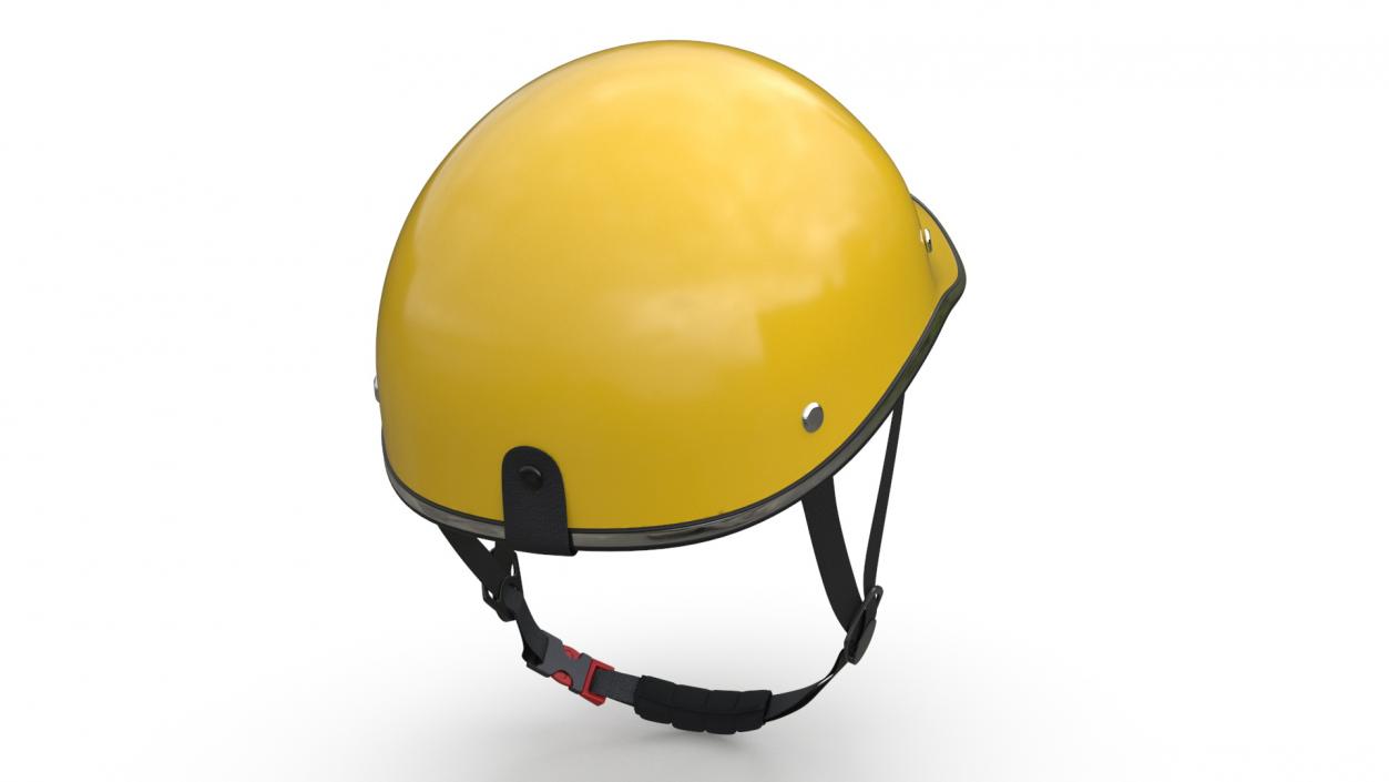 3D Yellow Plastic Protective Moped Helmet model