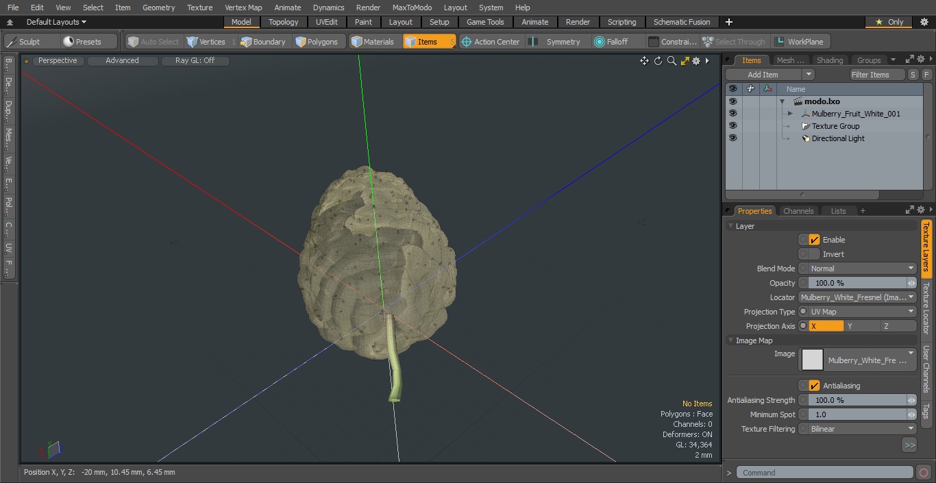 3D model Mulberry Fruit White