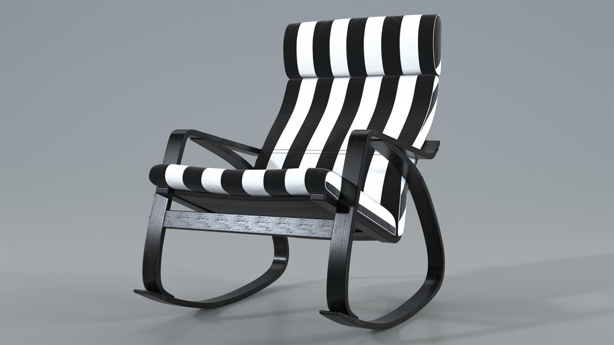 Rocking Chair Black and White 3D model