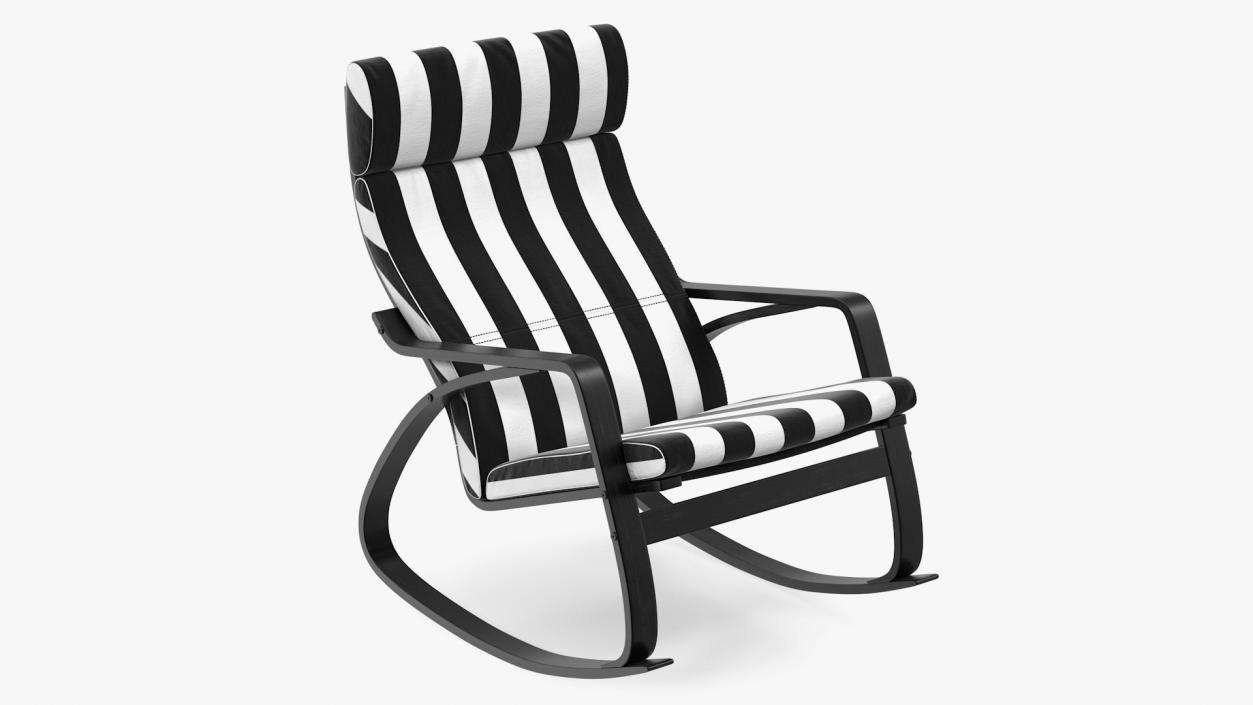 Rocking Chair Black and White 3D model