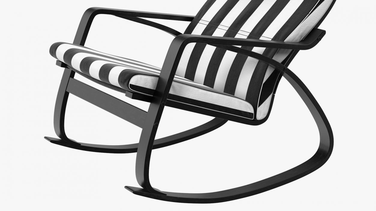 Rocking Chair Black and White 3D model