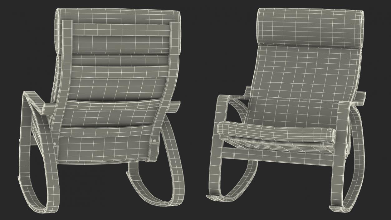 Rocking Chair Black and White 3D model