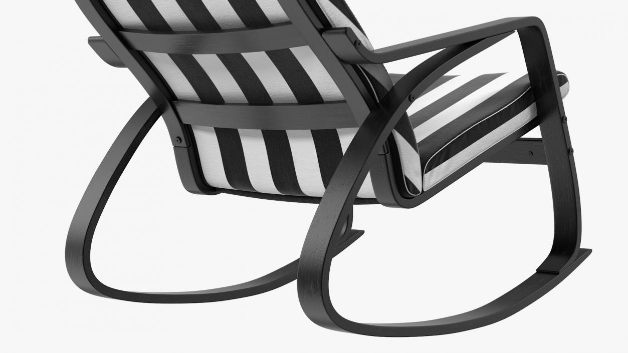 Rocking Chair Black and White 3D model