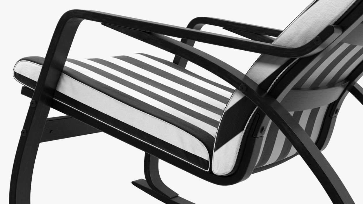 Rocking Chair Black and White 3D model