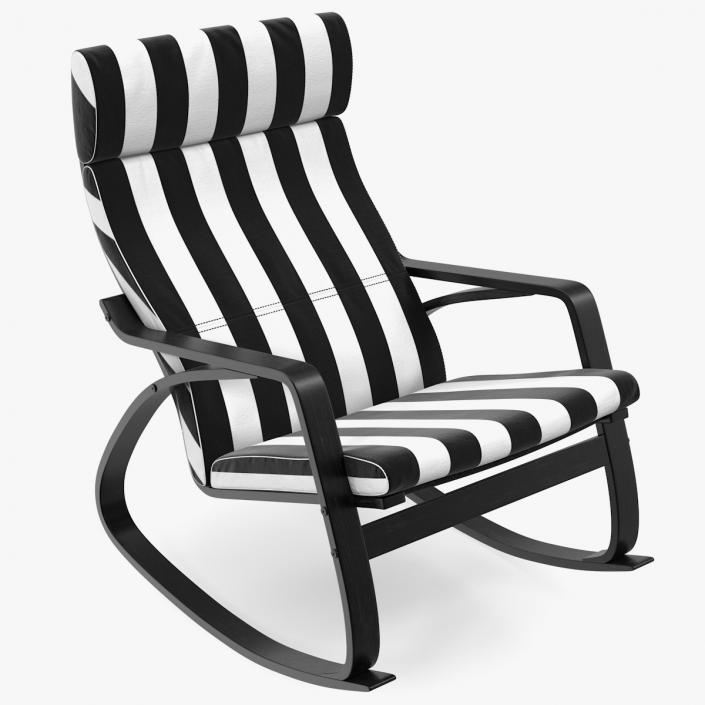 Rocking Chair Black and White 3D model