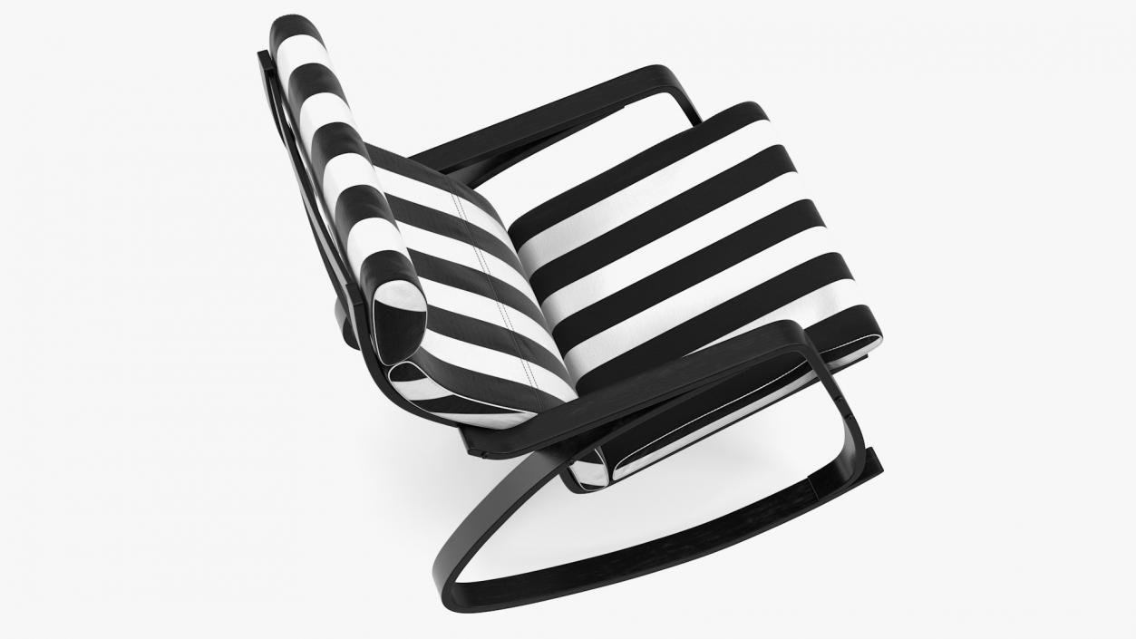 Rocking Chair Black and White 3D model