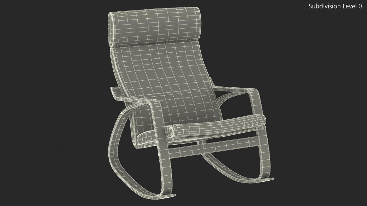 Rocking Chair Black and White 3D model