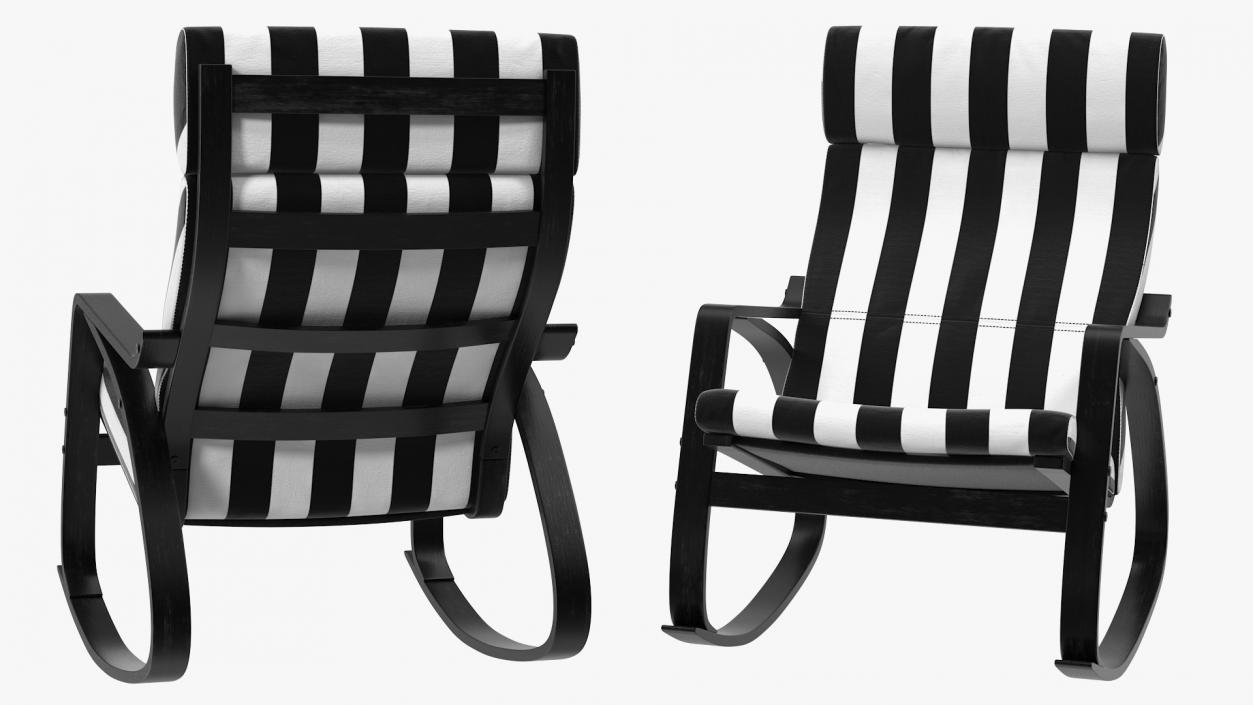 Rocking Chair Black and White 3D model