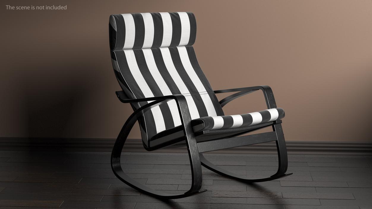 Rocking Chair Black and White 3D model