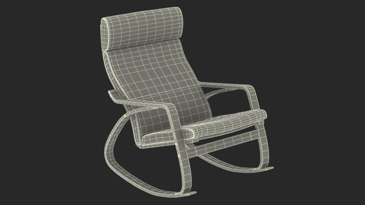 Rocking Chair Black and White 3D model