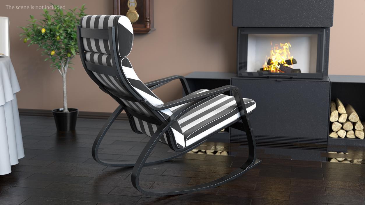 Rocking Chair Black and White 3D model