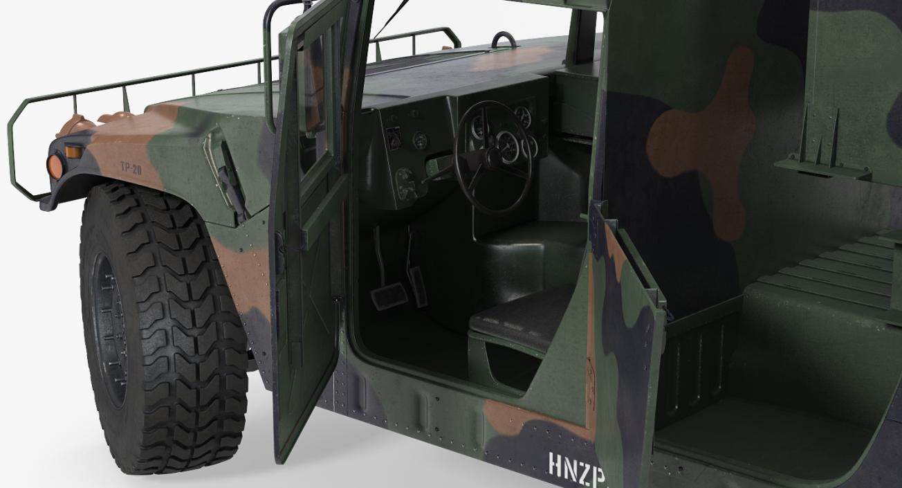 HMMWV M998 Equipped with Avenger Camo Rigged 3D model