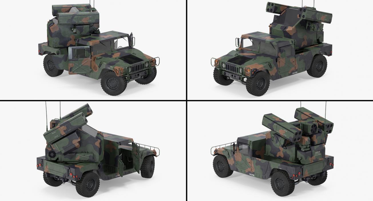 HMMWV M998 Equipped with Avenger Camo Rigged 3D model