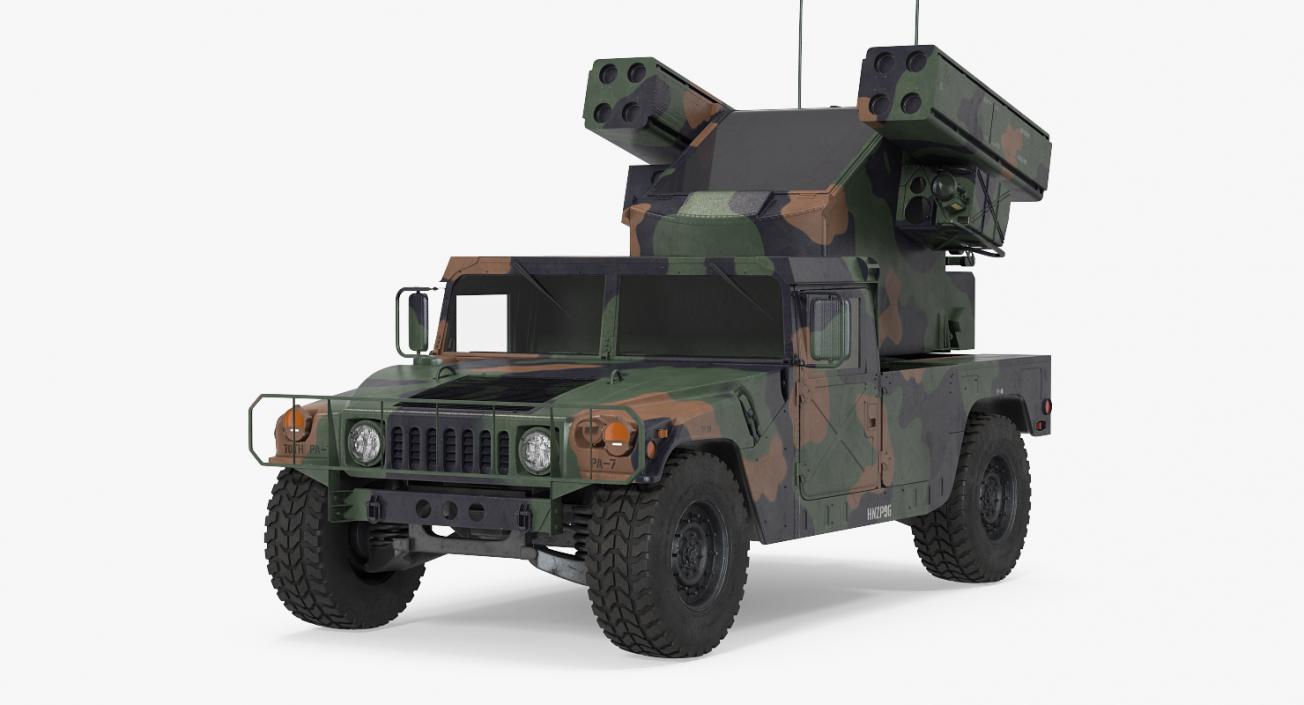 HMMWV M998 Equipped with Avenger Camo Rigged 3D model