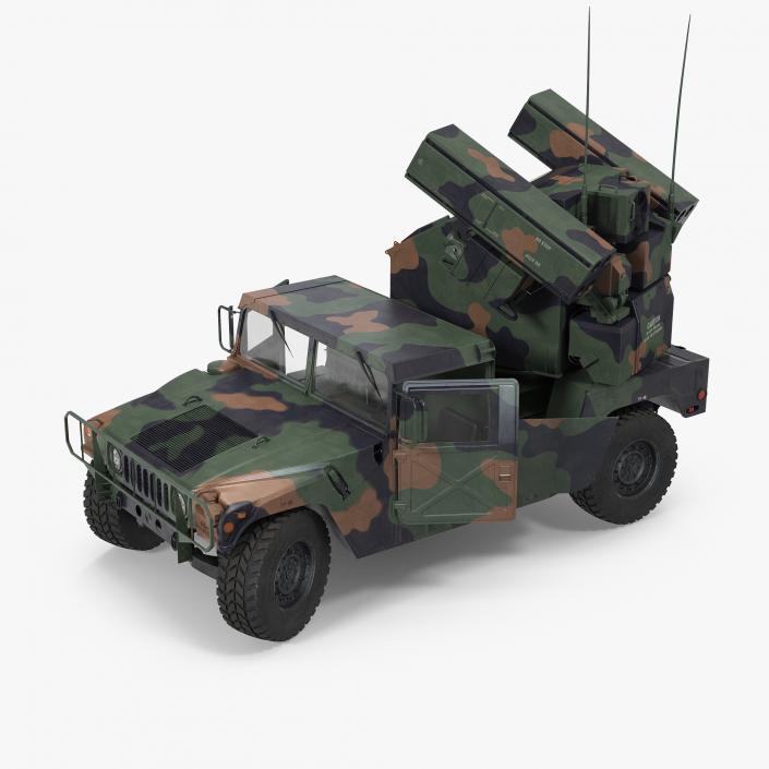 HMMWV M998 Equipped with Avenger Camo Rigged 3D model