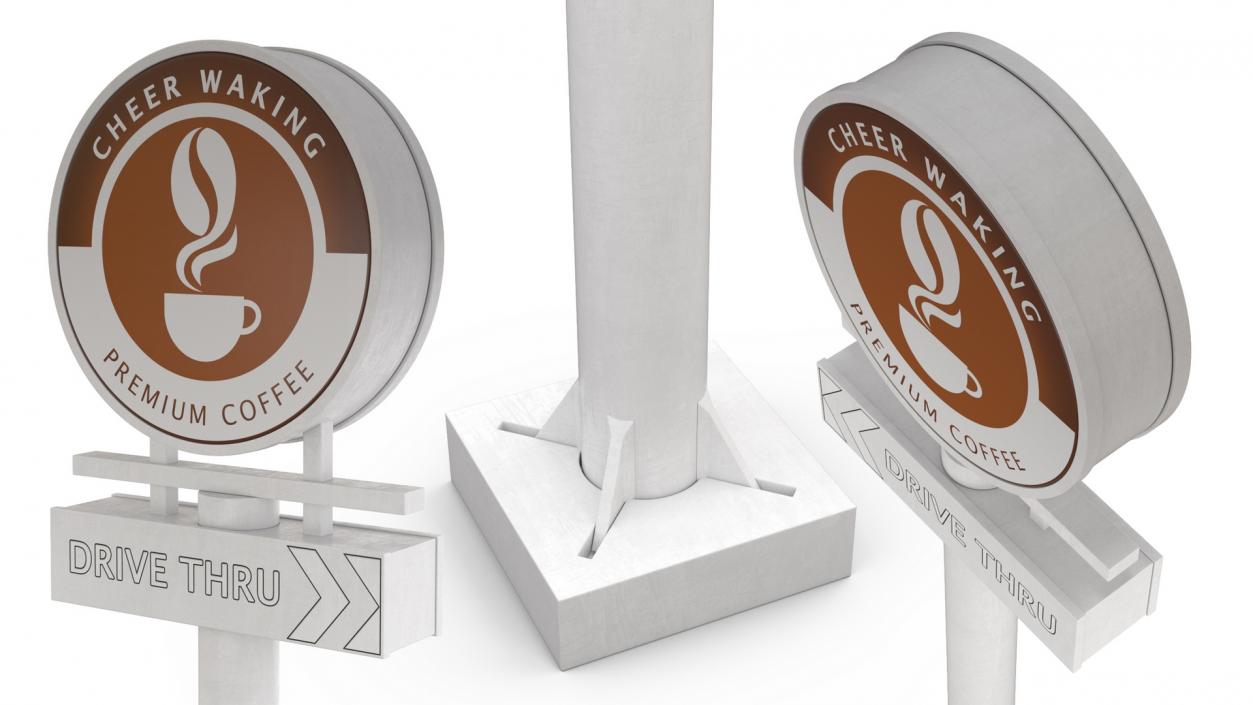 3D model Tall Coffee Shop Drive Thru Signage