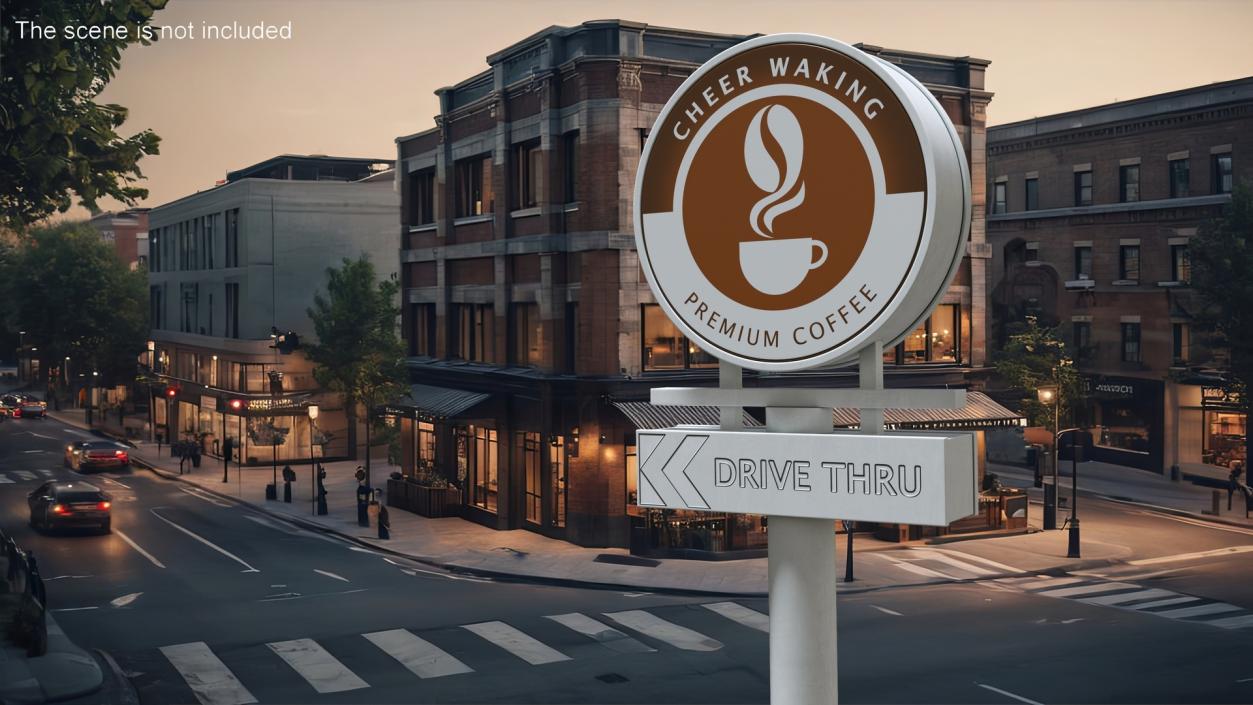 3D model Tall Coffee Shop Drive Thru Signage