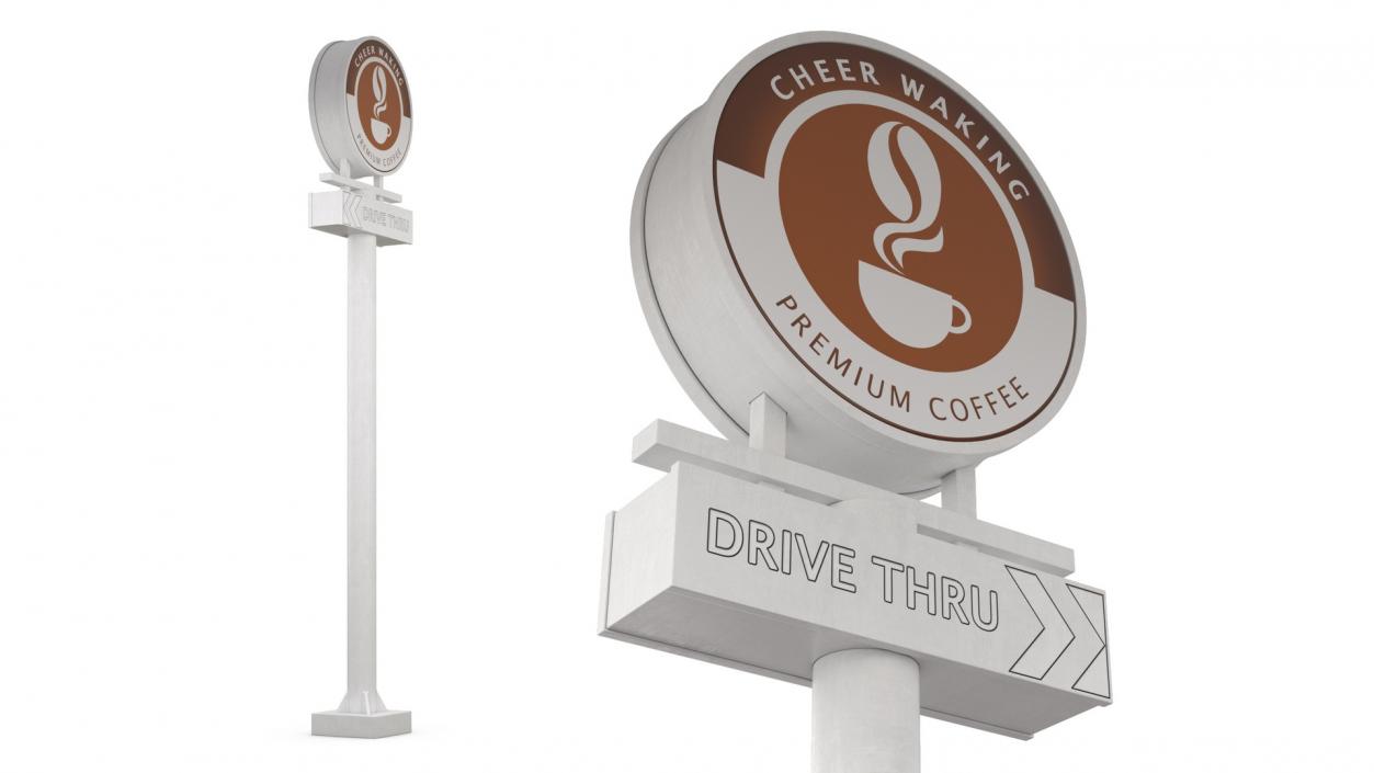 3D model Tall Coffee Shop Drive Thru Signage