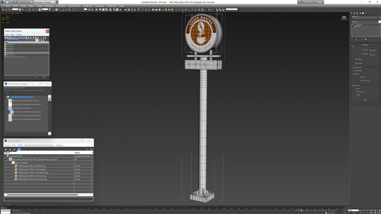 3D model Tall Coffee Shop Drive Thru Signage