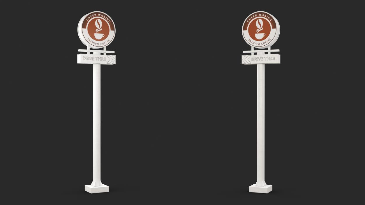 3D model Tall Coffee Shop Drive Thru Signage