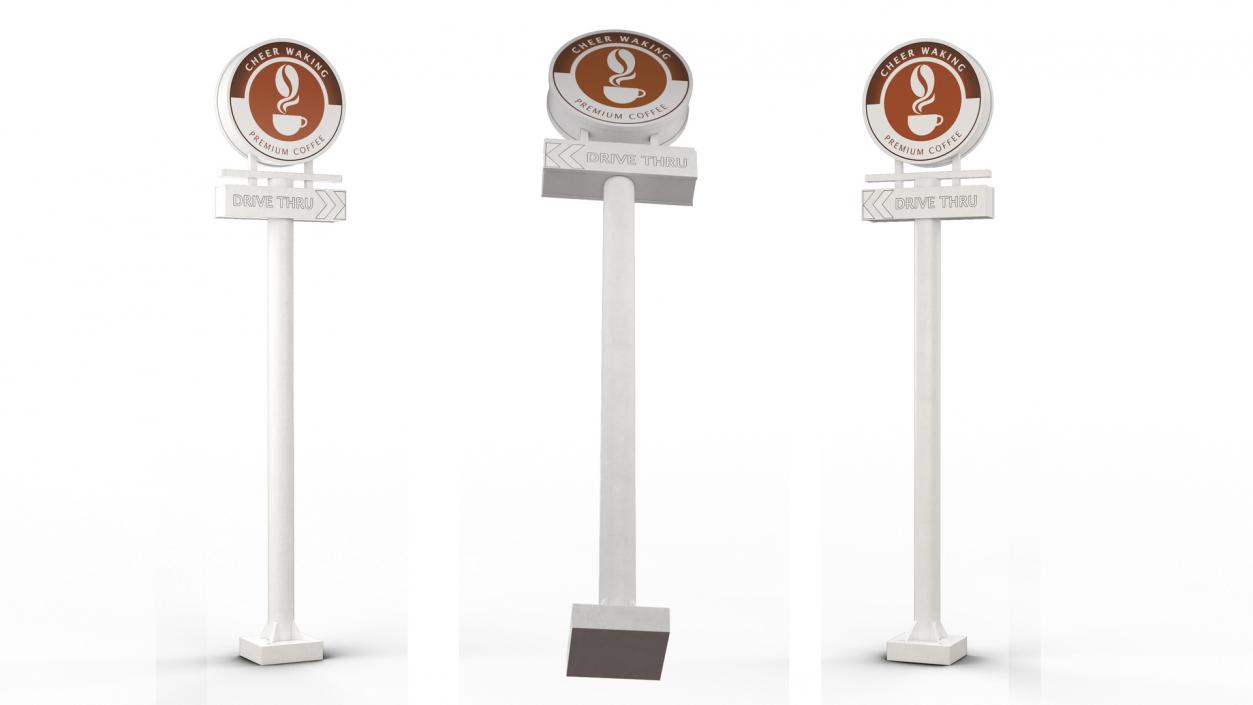 3D model Tall Coffee Shop Drive Thru Signage